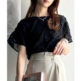 大人のおしゃれ度ワンランクアップ。チュールフラワーコード刺繍半袖Tシャツ | Classical Elf | 詳細画像10