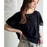 大人のおしゃれ度ワンランクアップ。チュールフラワーコード刺繍半袖Tシャツ | Classical Elf | 詳細画像11