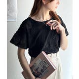 大人のおしゃれ度ワンランクアップ。チュールフラワーコード刺繍半袖Tシャツ | Classical Elf | 詳細画像12