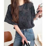 大人のおしゃれ度ワンランクアップ。チュールフラワーコード刺繍半袖Tシャツ | Classical Elf | 詳細画像20