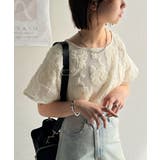 大人のおしゃれ度ワンランクアップ。チュールフラワーコード刺繍半袖Tシャツ | Classical Elf | 詳細画像1