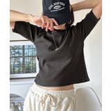 チャコール | さりげなく華奢見せで大人の魅力アップ。5分袖リブコンパクトトップス | Classical Elf