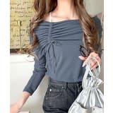 ブルー | 程よい肌見せ、ヘルシースタイル。オフショルリボンカットプルオーバー(長袖) | Classical Elf