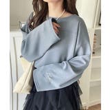 ブルー | 滑らか＆艶やか。ダンボールボートネック袖刺繍ロンT（長袖） | Classical Elf 