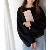 ブラック | ふんわり袖で、大人映え。ランタンスリーブ切替ステッチプルオーバー（長袖） | Classical Elf 