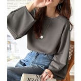 チャコール | ふんわり袖で、大人映え。ランタンスリーブ切替ステッチプルオーバー（長袖） | Classical Elf 