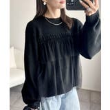 大人の女性にぴったり！チュールドッキングボリュームスリーブニット（長袖） | Classical Elf  | 詳細画像4 