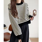 白黒ボーダー | 立体感のある太リブで上品映え。太リブニット | Classical Elf 