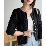 ブラック | さらり羽織りココロおどる♪前後2way7分袖シャーリングニットカーディガン | Classical Elf