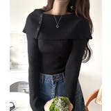 上品＆繊細に華奢見え♪サムホール付きオフショルリブ編みニット（長袖） | Classical Elf  | 詳細画像14 