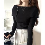 ブラック | 上品＆繊細に華奢見え♪サムホール付きオフショルリブ編みニット（長袖） | Classical Elf 