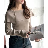 上品＆繊細に華奢見え♪サムホール付きオフショルリブ編みニット（長袖） | Classical Elf  | 詳細画像24 