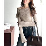 上品＆繊細に華奢見え♪サムホール付きオフショルリブ編みニット（長袖） | Classical Elf  | 詳細画像25 