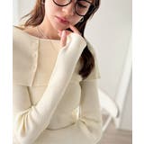 上品＆繊細に華奢見え♪サムホール付きオフショルリブ編みニット（長袖） | Classical Elf  | 詳細画像3 