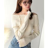 上品＆繊細に華奢見え♪サムホール付きオフショルリブ編みニット（長袖） | Classical Elf  | 詳細画像4 