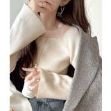 アイボリー | デコルテ美人を叶える、大人の上品アイテム♪ボートネックリブニットトップス | Classical Elf 