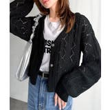 着るたび、雰囲気美人。前後2way格子柄透かし編みショート丈ニットカーディガン | Classical Elf | 詳細画像7