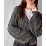 着るたび、雰囲気美人。前後2way格子柄透かし編みショート丈ニットカーディガン | Classical Elf | 詳細画像13