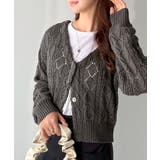 着るたび、雰囲気美人。前後2way格子柄透かし編みショート丈ニットカーディガン | Classical Elf | 詳細画像14