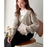 着るたび、雰囲気美人。前後2way格子柄透かし編みショート丈ニットカーディガン | Classical Elf | 詳細画像20