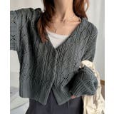 着るたび、雰囲気美人。前後2way格子柄透かし編みショート丈ニットカーディガン | Classical Elf | 詳細画像23