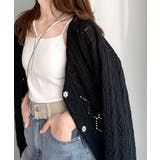 着るたび、雰囲気美人。前後2way格子柄透かし編みショート丈ニットカーディガン | Classical Elf | 詳細画像2