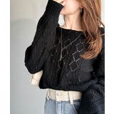 着るたび、雰囲気美人。前後2way格子柄透かし編みショート丈ニットカーディガン | Classical Elf | 詳細画像3