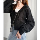 着るたび、雰囲気美人。前後2way格子柄透かし編みショート丈ニットカーディガン | Classical Elf | 詳細画像4