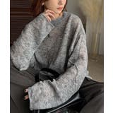 グレー | “ゆるっと”が叶える、1秒垢抜け！モヘアタッチシアー変形タック柄ニット（長袖） | Classical Elf 