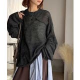 チャコール | “ゆるっと”が叶える、1秒垢抜け！モヘアタッチシアー変形タック柄ニット（長袖） | Classical Elf 
