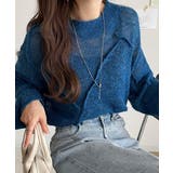 ブルー | “ゆるっと”が叶える、1秒垢抜け！モヘアタッチシアー変形タック柄ニット（長袖） | Classical Elf 