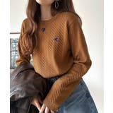 大人のためのコンパクトニット。胸刺繍ショート丈ケーブル編みニット（長袖） | Classical Elf  | 詳細画像43 