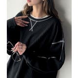 ブラック | 毎日着たい「ラクかわいい」トレンド素材で着映え確定♪配色ステッチロンTEE | Classical Elf 