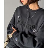 チャコール | シンプルなのに一際映える。フラワー刺繍裏起毛スウェット | Classical Elf 