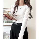 デコルテラインを美しく演出。クルーネックリブトップス（長袖） | Classical Elf  | 詳細画像4 