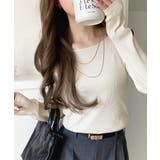 デコルテラインを美しく演出。クルーネックリブトップス（長袖） | Classical Elf  | 詳細画像10 