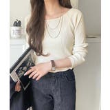 デコルテラインを美しく演出。クルーネックリブトップス（長袖） | Classical Elf  | 詳細画像12 