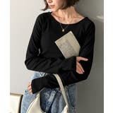 ブラック | デコルテラインを美しく演出。クルーネックリブトップス（長袖） | Classical Elf 