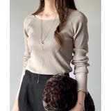 ライトグレー | デコルテラインを美しく演出。クルーネックリブトップス（長袖） | Classical Elf 