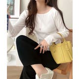 デコルテラインを美しく演出。クルーネックリブトップス（長袖） | Classical Elf  | 詳細画像3 