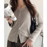 ライトグレー | 前後2wayドットボタンRIBカーディガン | Classical Elf 