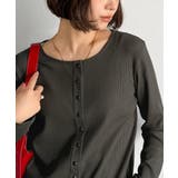 チャコール | 前後2wayドットボタンRIBカーディガン | Classical Elf 