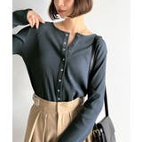 ブルー | 前後2wayドットボタンRIBカーディガン | Classical Elf 