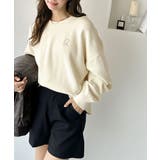 シンプルながらも洗練されたデザインで、こなれ感。胸刺繍スウェット見えコクーンニッ… | Classical Elf | 詳細画像8