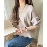 シンプルながらも洗練されたデザインで、こなれ感。胸刺繍スウェット見えコクーンニッ… | Classical Elf | 詳細画像32