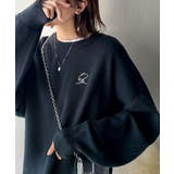 ネイビー | シンプルながらも洗練されたデザインで、こなれ感。胸刺繍スウェット見えコクーンニッ… | Classical Elf