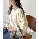 シンプルながらも洗練されたデザインで、こなれ感。胸刺繍スウェット見えコクーンニッ… | Classical Elf | 詳細画像2