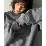 杢グレー | 袖先のさりげない刺繍がアクセント。サインロゴ刺繍裏起毛スウェット | Classical Elf 