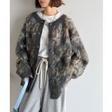 ダークグレー | 大人可愛いヴィンテージ調。モヘアタッチ前後2wayアンティークラグモチーフ柄ニッ… | Classical Elf 