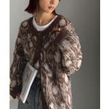 ブラウン | 大人可愛いヴィンテージ調。モヘアタッチ前後2wayアンティークラグモチーフ柄ニッ… | Classical Elf 